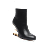 Sculptured Heel Ankle Boots